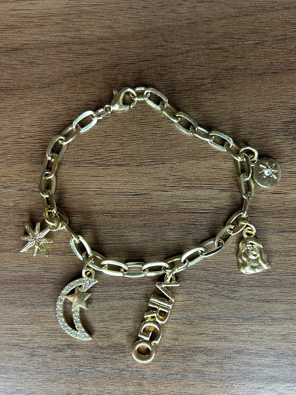 Virgo Gold Charm Link Bracelet